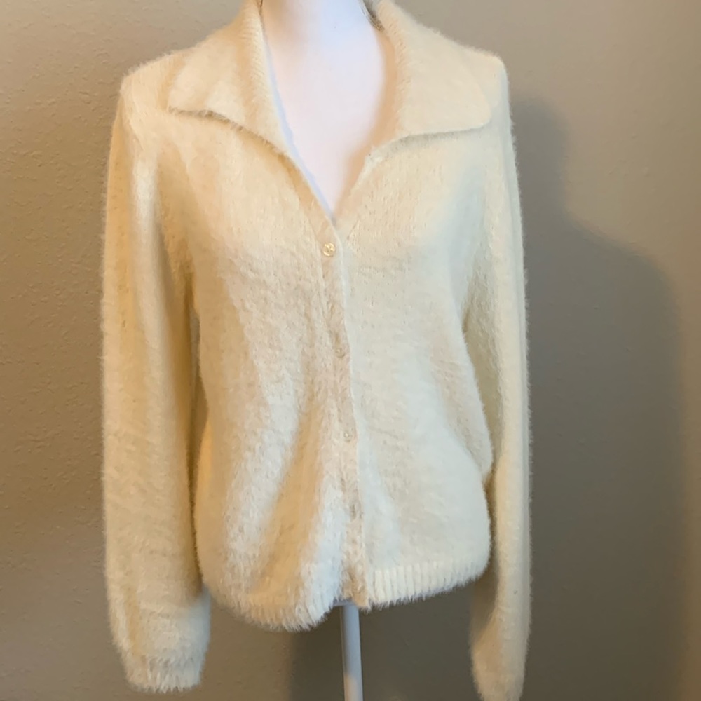 NWOT Wild Fable Cream Button Front Collar Sweater - Picture 1 of 8